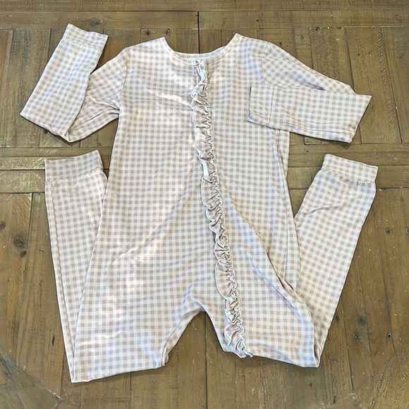 SweetHoney mauve checker one piece dreamer pajamas - Picture 1 of 12
